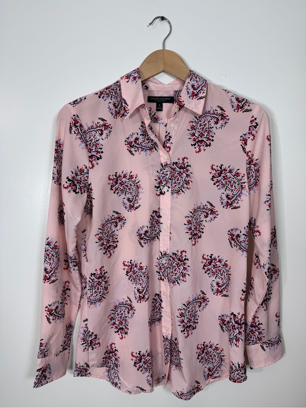 WSH2 {Banana Republic} "Dillon" Pink Floral Print Button Down Blouse Shirt Top